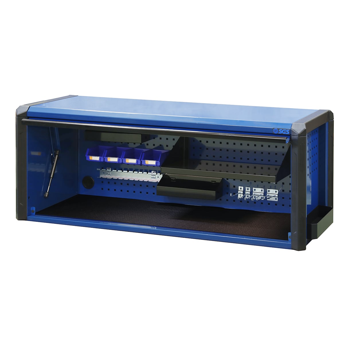 SGS 59in Roller Cabinet with Top Hutch- 11 Drawers- Blue